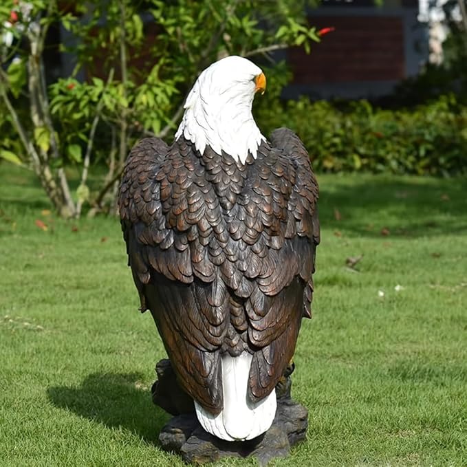 Large Garden Statue Standing Eagle Garden Sculpture, Majestic Hand Drawn Bald Eagle Decoration Flight of Freedom American Bald Eagle Yard Statue, Lawn and Courtyard Outdoor Decoration 13 x 24.4 Inch