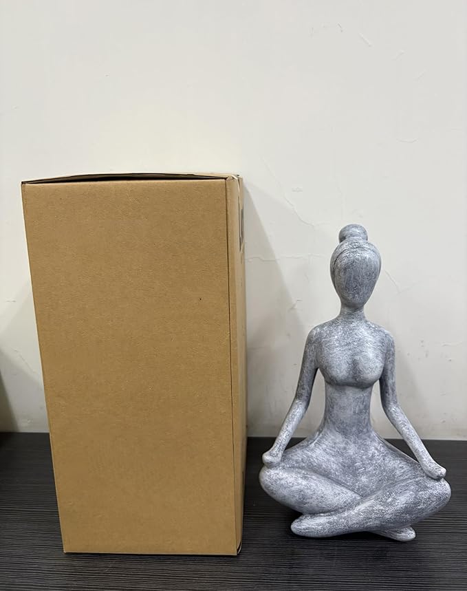 Goodeco Zen Lady Garden Outdoor Statue - Resin Collectible Figurines for Home Decor Accents & Shelf Decoration, Great Gift Ideas, 11.4 Inches (Grey)