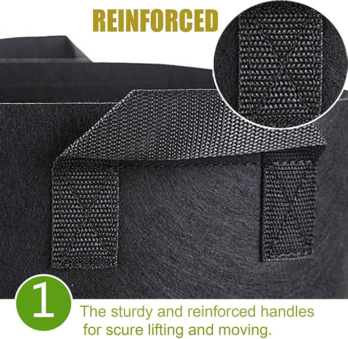 24-Pack 3 Gallon Grow Bags, Heavy Duty Thickened Non-Woven Plant Fabric Pots with Reinforced Handles