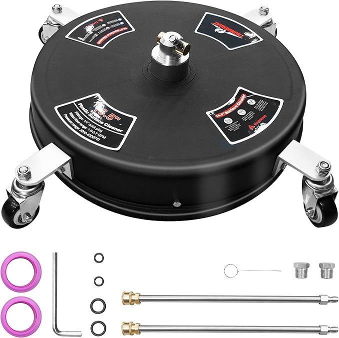 Thunderbay 16.5" Pressure Washer Compact 2-in-1 Surface Cleaner with Wheels Power Washer Multi-Use Scrubber Floor Brush