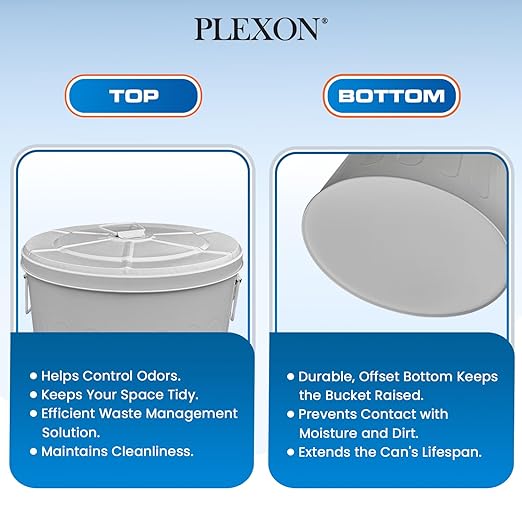 Plexon Large Metal Trash Can with Lid 20 Gallon, Decorative Outdoor Trash Can Heavy Duty Galvanized Metal Bucket with Lid for Garage Workshop Ash Storage Farmhouse, Gray 2 Pack