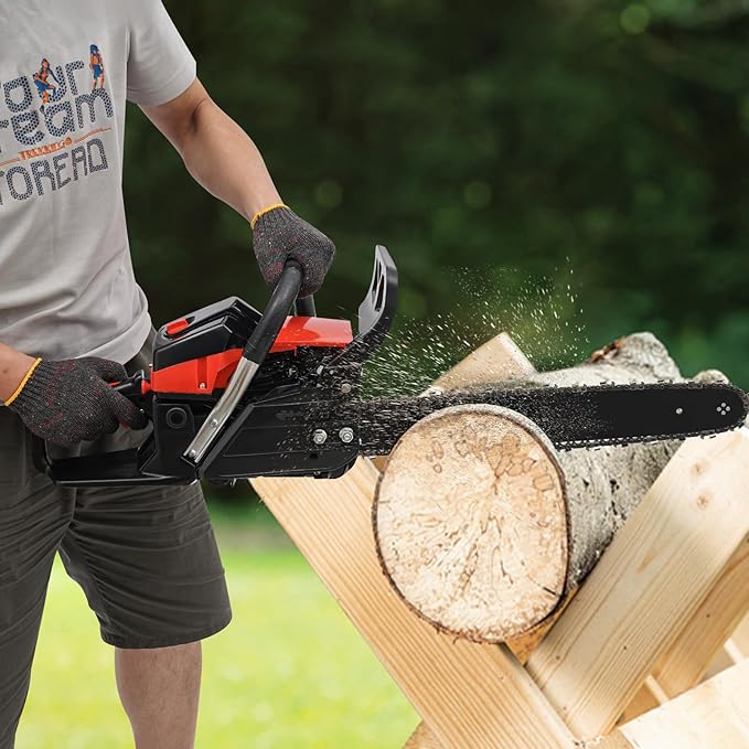 18 Inch Gas Chainsaw 58CC 2.2KW Petrol Chainsaw 2-Stroke GasChain Saws, Engine Chain Saw Set Gas Chainsaws for Cutting Wood Outdoor Home Farm Us (Black)