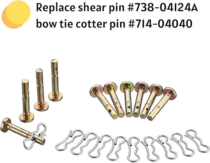 Shear Pins and Cotter Pins Fit for MTD Snowblower - Shear Pins 10pcs and Cotter Pins 10pcs Compatible for Cub Cad et Troy Bilt Craftsman 24" 26" Snow Thrower, Replace 738-04124A 714-04040