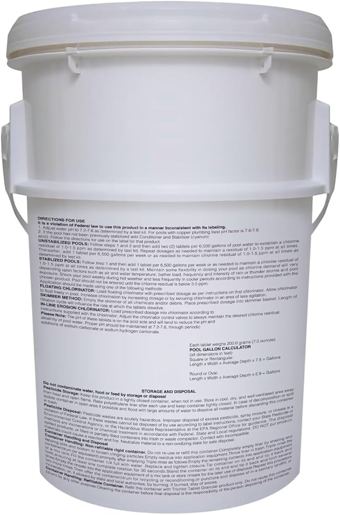 PROFELIZ 3 Inch Pool Chlorine Tablets, Slow-Dissolving Spa Sanitizer Eliminate Bacteria Algae Stabilized Chlorine for Swimming Pools Hot Tubs Spa Treatment (40lbs)