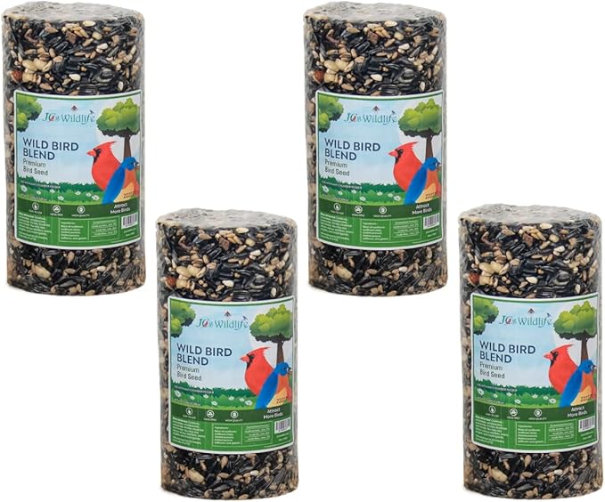 JCs Wildlife Wild Bird Blend Premium Bird Seed Small Cylinder with Hole, 1.5 lb (4 Cylinder)