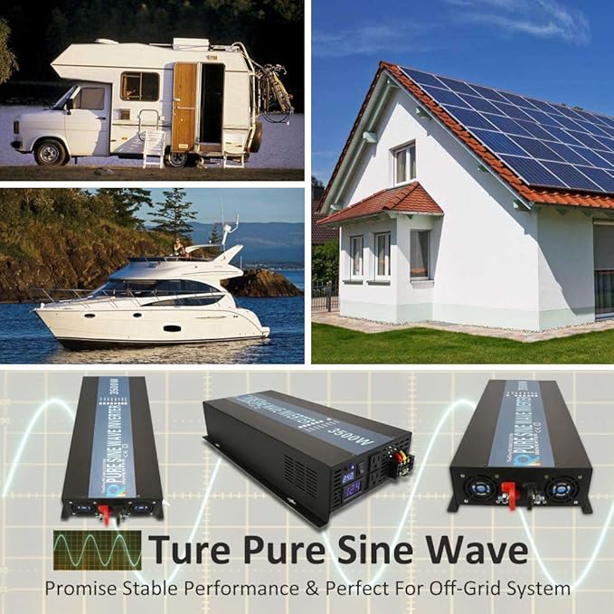 WZRELB 3500W 48V 120V Pure Sine Wave Power Inverter with 2 AC Outlets,Car Inverter, RBP-350048