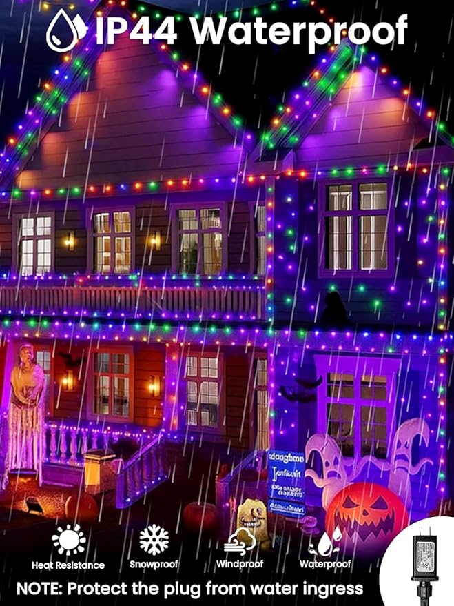 240LED Smart Color Changing Halloween Lights App Controlled, 95FT Waterproof RGB Xmas String Light Music Sync Multiple Modes, Christmas Lights with Remote & Timer Indoor Outdoor Halloween Decorations