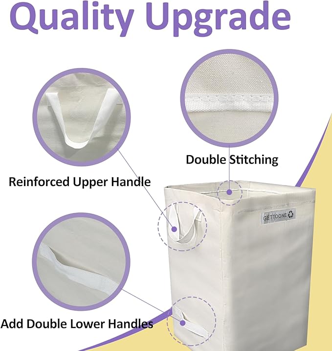 Lawn Bags for Yard Waste | Heavy-Duty Collapsible Leaf Bag, 24 Gallon Reusable Garden Clippings Container & Outdoor Trash Can with 2 Carry Handles (Square Middle)