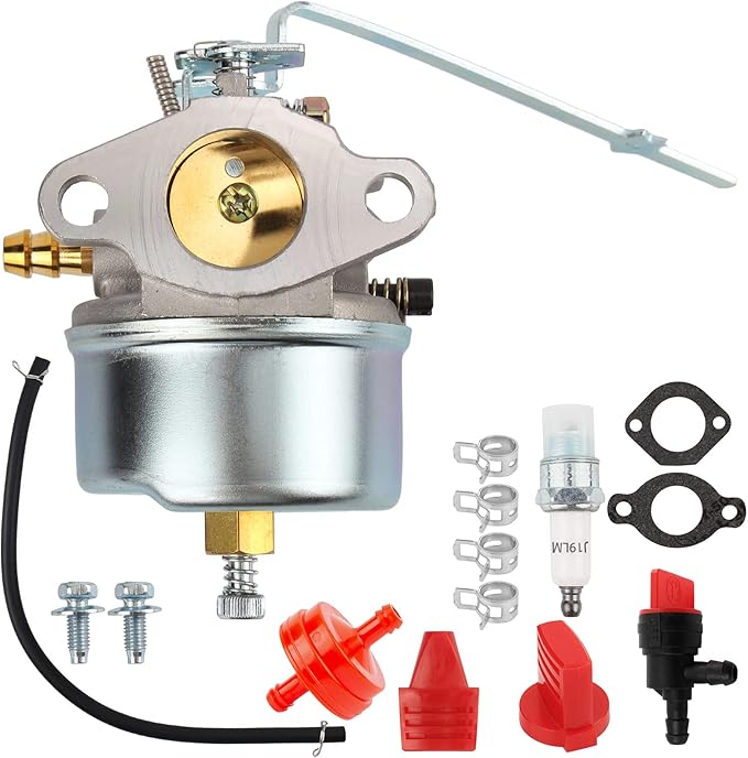 Carbhub Carburetor Snowblower Replaces Tecumseh 632615 632208 632589 H30 H35 Engines with Spark Plug Screw Clamps Switch
