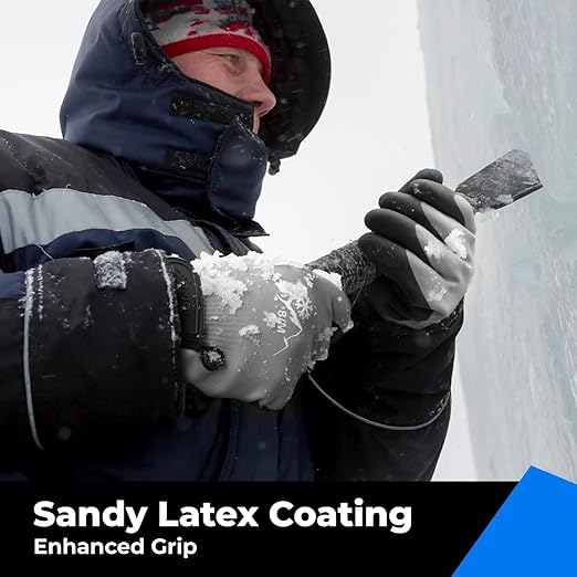 100% Waterproof Gloves for Men and Women, Winter Work Gloves for Cold Weather, Touchsreen, Thermal Insulated Freezer Gloves, With Grip, Grey, Large