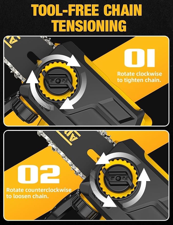 12 Inch Brushless Electric Chainsaw Cordless, for Dewalt Battery 20V, Compact Chainsaw with 44.3 FT/S Powerful Cutting, Auto Oiler Low Kickback Battery Powered Chain Saw for Tree Trimming Wood Cutting