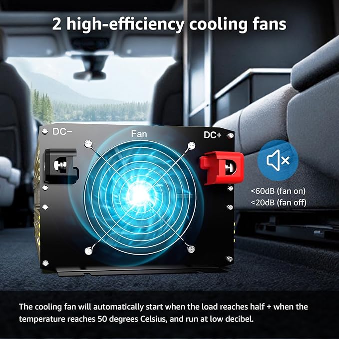 XWJNE 4000W Pure Sine Wave Power Inverter 24V DC to 120V AC Converter with LED Display and Remote Controller for Home, RV, Truck, Off-Grid Solar Power