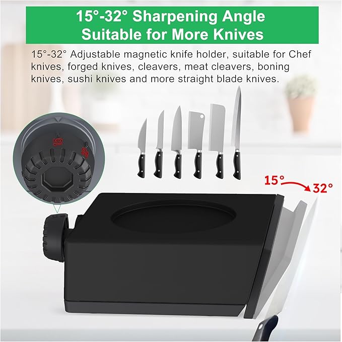 Rolling Knife Sharpener Kit - Crafted with Premium Stainless Steel | Kitchen Knife Sharpener Includes a 400 Grit Diamond Disc to Restore Sharpness and a Ceramic Disc to Polish and Smooth the Blade