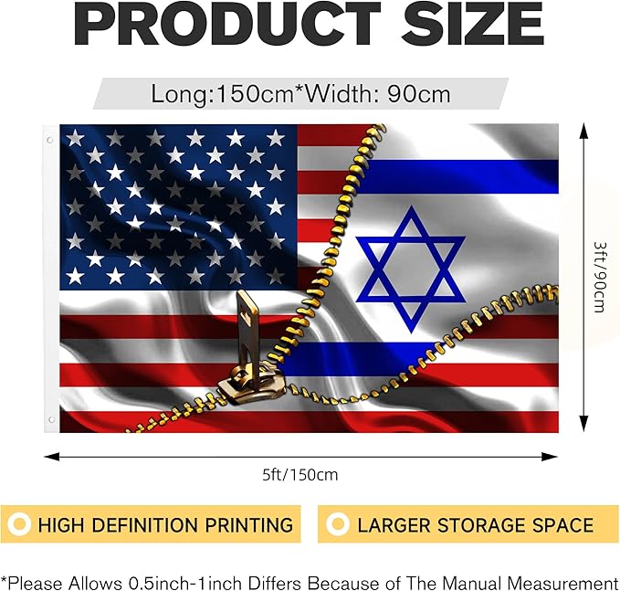 Vintage American America Usa Israel Israeli Flags For Outside Yard 3x5 Ft Double Sided Printed 100d Polyester Lightweight Garden Welcome Outdoor Banner Brass Grommets