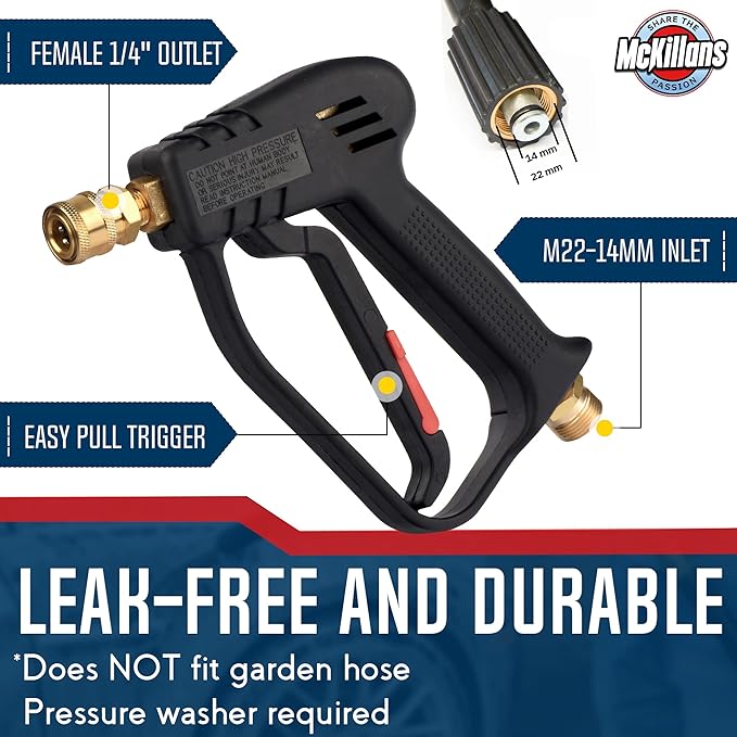 McKillans® Pressure Washer Gun Replacement M22 Inlet with Extension with 1/4” Quick Connector Coupler