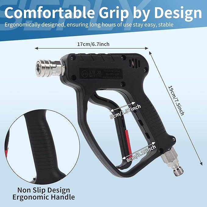 Pressure Washer Short Gun, 5000 PSI/10.5 GPM High Power Washer Spray Gun with 3/8'' Swivel Quick and M22-14mm Connect for Foam Cannon Car Wash