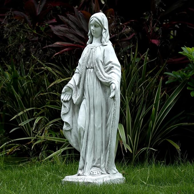 Outdoor Virgin Mary Statues, Garden Religious Sculpture Decorations Home Yard Patio Lawn Hallway (Mary02-Grey)