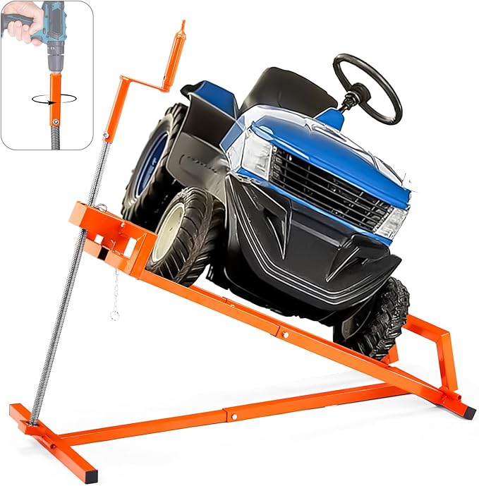 SUNROAD Lawn Mower Lift Jack,Telescopic Maintenance Lawn Mower Jack for Garden Tractors & Riding Lawn Mowers, 880 Lbs Weight Capacity Mower Lift with Manual Handle and Power Tool Extension Handle