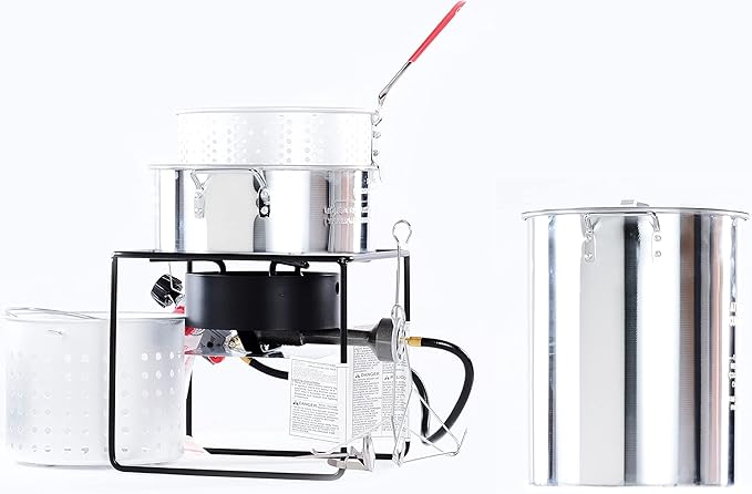 King Kooker Propane Outdoor Fry Boil Package with 2 Pots, silver, one size (12RTFBF3)