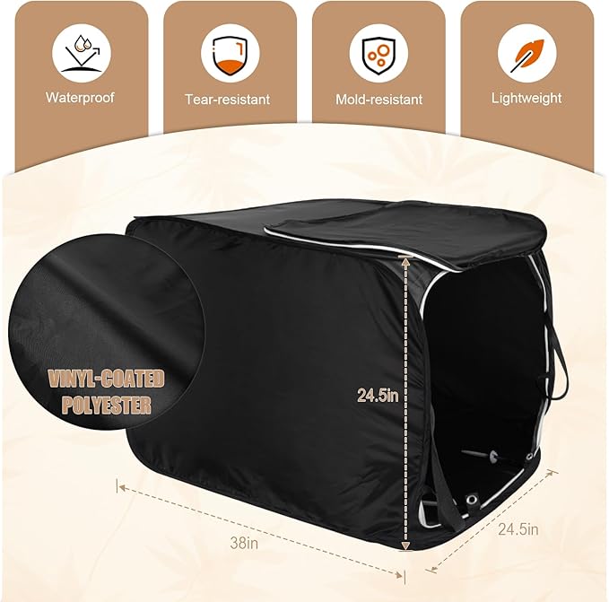 Pop Up Leaf Collector with Anchor Stakes, Collapsible Reusable Garden Waste Bag,Heavy-Duty Lawn Leaf Bag for Yard Debris, Grass, and Outdoor Cleanup,38"×24.5"×24.5",100-Gallon,Black