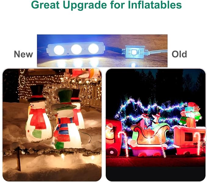 12V White Replacement Lights for Inflatables with Self Adhesive Pad 20Pcs 3 LED - Ideal for Yard Holiday Inflatables, Christmas Blowups