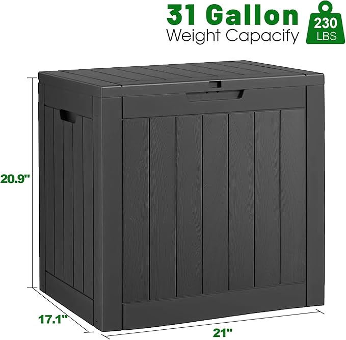 Outdoor Storage Box,2 Packs 31 Gallon Deck Box, Large Resin Storage Cabinet for Gardening Tools, Patio Pillow, Lockable, Waterproof and UV Resistant