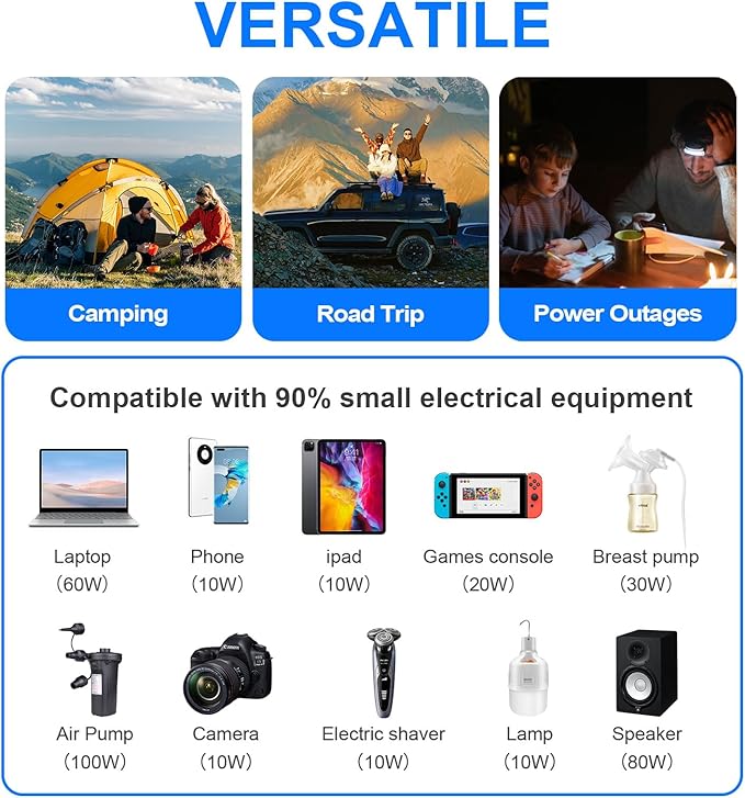 PiSFAU 1000w Inverter 12V to 110V, Power Inverter for Vehicles 1000 watts, Dc to AC Converter with 65W USB-C Inverter Charger for Road Strip, Camping, Emergency