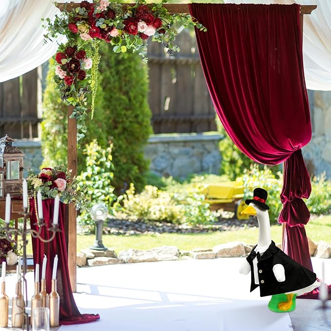 Goose Outfits Wedding Porch Goose Outfits with Suit Blazer Top Hat Bow Ties for Outdoor Garden Yard Decor