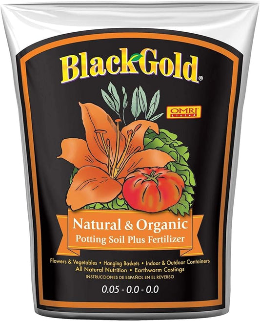 SunGro SUGRBG2 Black Gold Natural & Organic Potting Soil Bag Plus Fertilizer, 2 Cubic Feet (3 Pack)