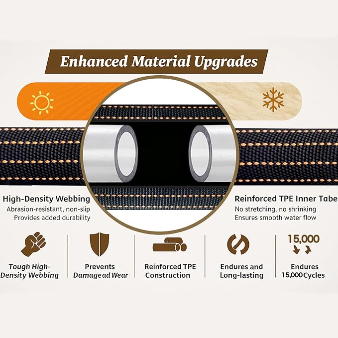 50FT Lightweight Flexible Garden Hose,Non-Slip,Solid Brass Fitting for Garden,Boats Washdown,RVs, Marine Lawn,Campers (OrangeBlack, 2X25 FT)
