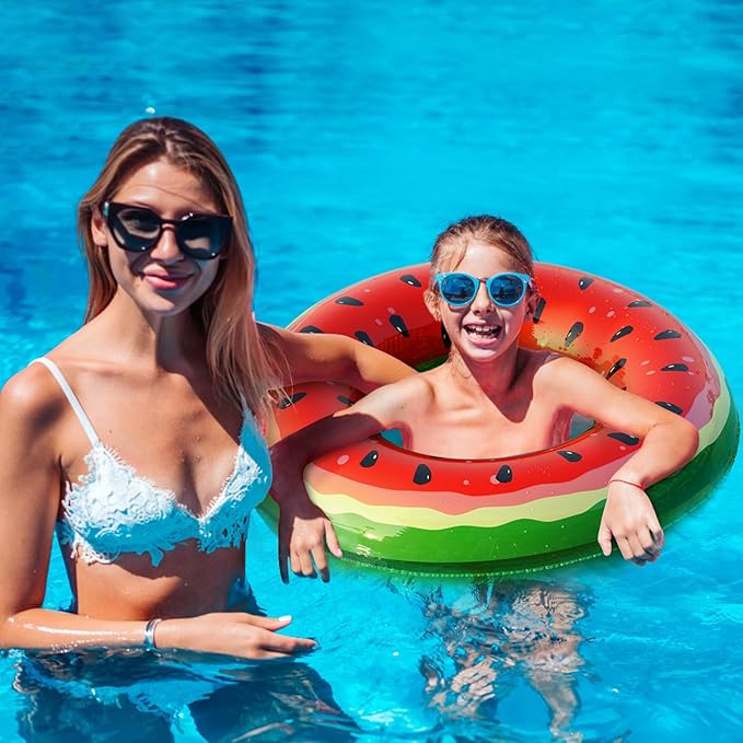Jasonwell Inflatable Pool Floats Kids - 3 Pack Floaties Pool Tubes Swim Rings Fruit Water Floaty Watermelon Kiwi Orange Inflatable Pool Toys Float for Swimming Pool Party Lake Beach Kids Adults
