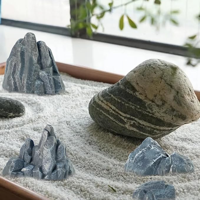 Warmtree 10 Pcs Simulation Rockery Diorama Rocks Stone for Diorama Supplies Miniature Terrain Fairy Garden Zen Garden Accessories Terrarium Decor Tank Aquarium Decoration (Grey)