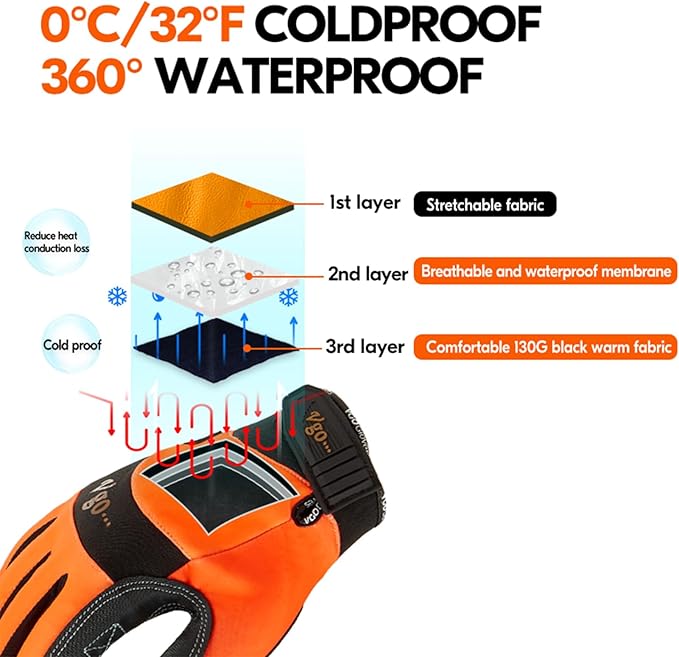 Vgo... 0°C/32°F Winter Men's Lightweighted Lined Work Gloves for Light Duty Works(SL7895FW)