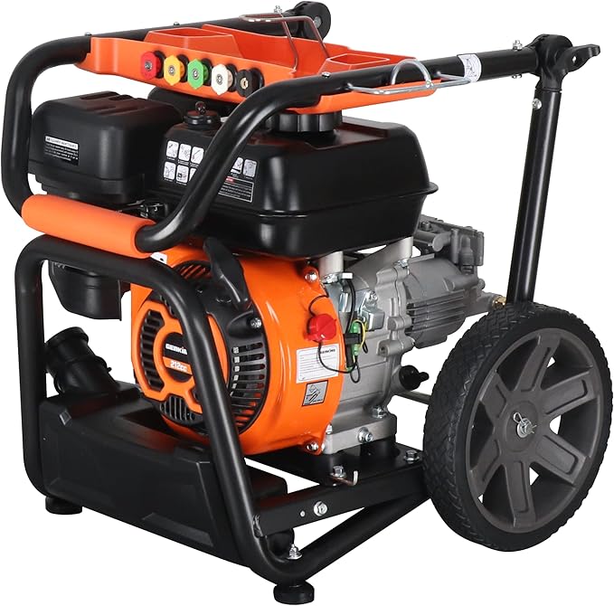 GPW3200 Gas Powered Foldable Pressure Washer 3200 PSI and 2.5 GPM, Soap Tank and Five Nozzle Set | Compact & Foldable