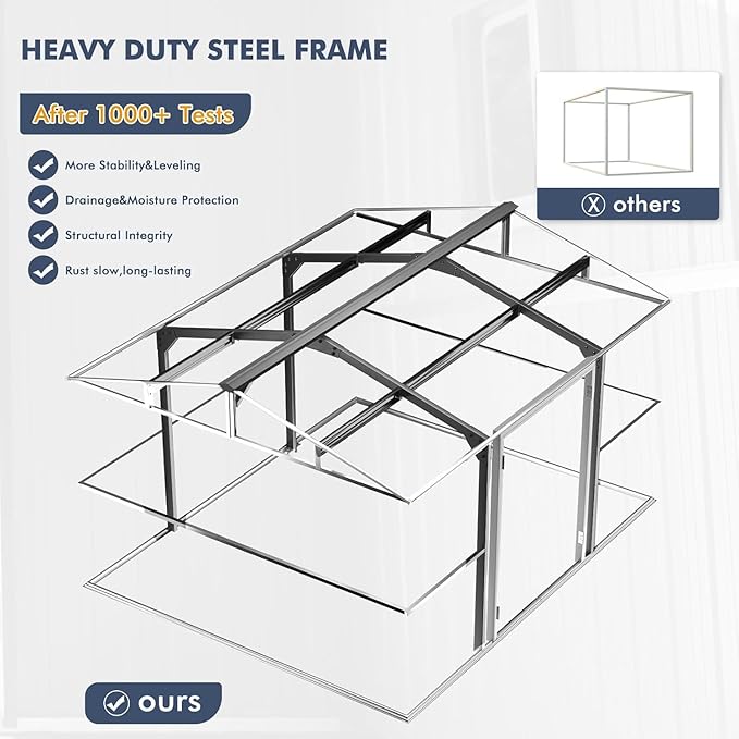10x12 FT Metal Outdoor Storage Shed, Reinforced Frame Heavy Duty Large Waterproof Garden Tool Sheds with Unique Skylight Windows Air Vent for Patio Yard，Dark Grey