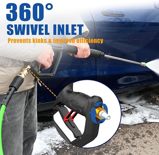 TOOLCY 3400 PSI Gas Pressure Washer, 2.8 GPM Gas Powered Power Washer with Soap Tank, Reinforced Pump & 212cc OHV Engine, 35 FT Pressure Hose, Quick Connect Swivel Pressure Gun, 5 Nozzles for Homes
