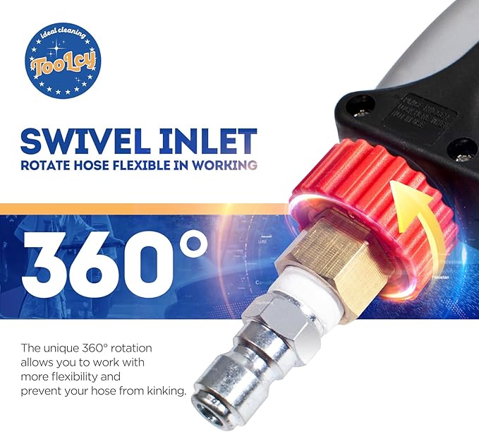 TOOLCY Pressure Washer Short Gun, Commercial 5000 PSI / 10.5 GPM with Nozzle Tips, 3/8" Swivel USA-NPT Thread x Quick Socket, Sturdy Design for Gas Power Washer