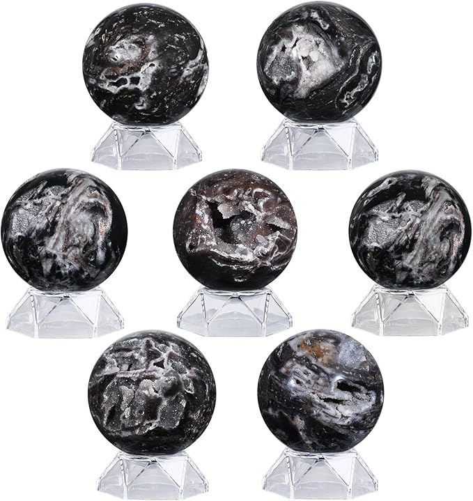 Natural Sphalerite Crystal Ball with Acrylic Display Base, 61-70mm Polished Stone Feng Shui Crystal Sphere Meditation Decoration for Home & Office