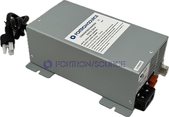 RV Power Converter | 75 Amp | 4-Stage Battery Charger | Fortron/Source SRV Series Power Supply | AC-DC Converts 120VAC to 13.75VDC | FSV75-12A-4