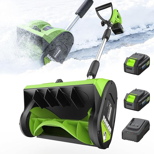 STEELITE 21V Cordless Snow Shovel, 12" Battery Snow Blower with Directional Plate, 20ft Throw, 2×4.0Ah Batteries & Charger, Extended Runtime(Ships in 2 Packages, May Arrive Separately)