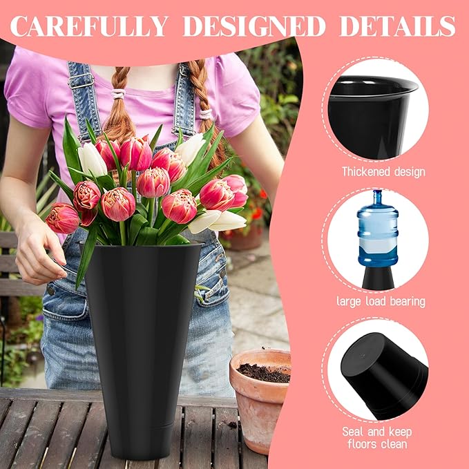Flower Display Stand with Buckets, 3-Layers 12 PCS Buckets Plant Stand with Wheels, Movable Metal Plant Stand for Terrace Garden, Living Room, Florist Shop