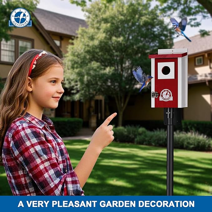Bird Houses for Outside, Claret-Red Bird House, Bluebird Houses for Outside, Garden Decoration Birdhouses for Outdoors, Bluebird Finch Swallow Wren Chickadee
