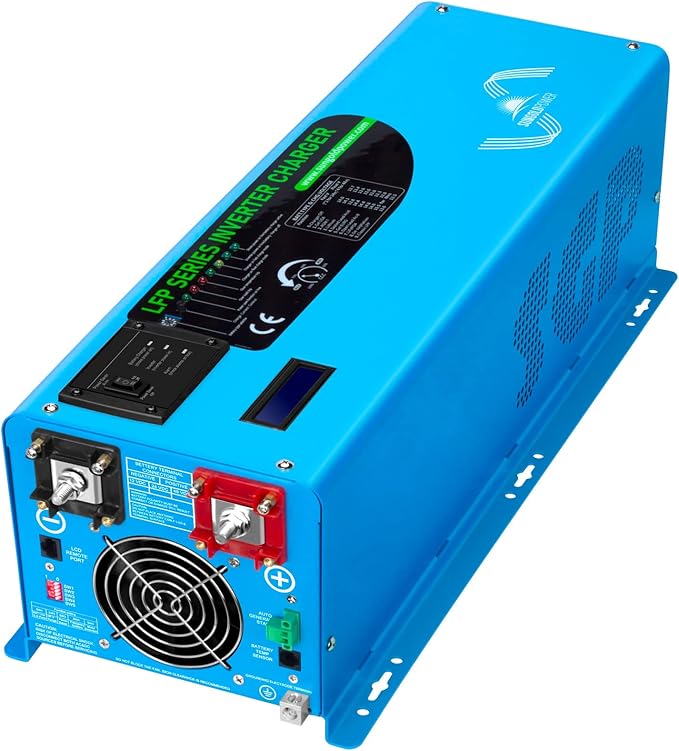 SUNGOLDPOWER 4000W 24Vdc Pure Sine Wave Inverter Low Frequency 240Vac Input 120Vac/240Vac Output Split Phase with Battery Charger Off-Grid 12000W Peak,(Upgrade)