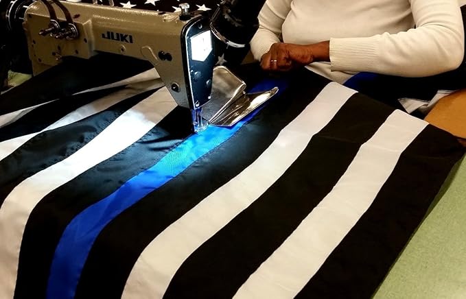 US Flag Factory 3x5 FT American Thin Blue Line Flag (Embroidered Stars, Sewn Stripes) for Police Officers - Blue Lives Matter Flag - 100% Made in America - Outdoor SolarMax Nylon