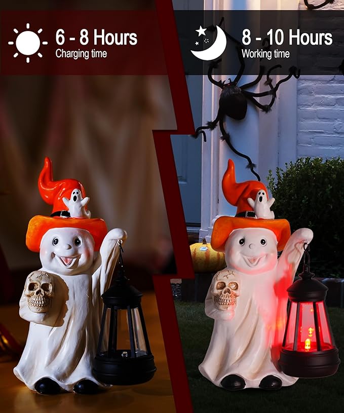 Qeeman Ghost Statues for Garden Decor : Halloween Waterproof Outdoor Decorations Yard Art Resin Figurines for Patio Balcony Porch Lawn Ornaments