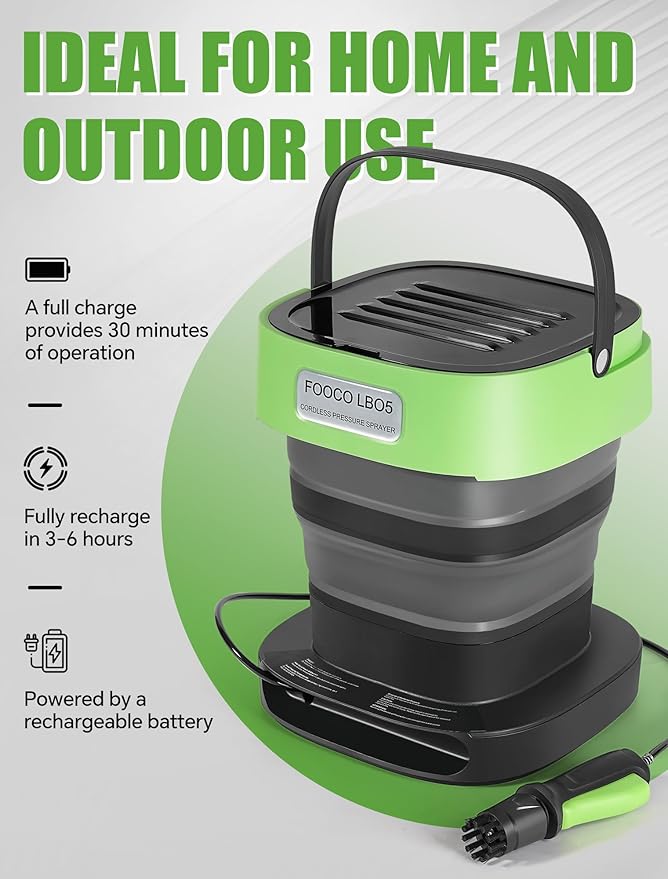 Portable Pressure Washer with 3.2 Gal Water Tank, Auto-Retract & Any-Length Lock Hose Water Hose, for Rinseless Car Wash, HVAC Coil Cleaning, Pet Care & Outdoor Use