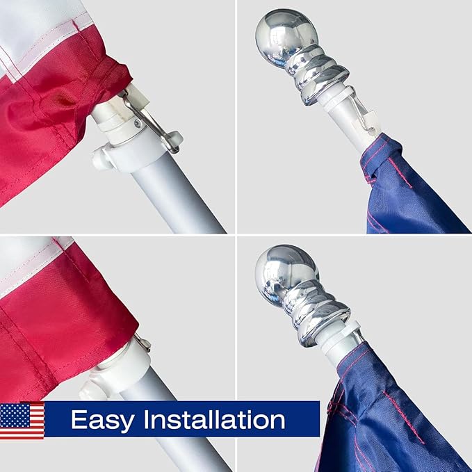 Sleeved Us Flag 2.5x4,Nylon American Flag Sleeve,New 420D Nylon,Heavy Duty Durable TearProof,Embroidered Stars,Sewn Stripes,UV Protection，Sleeved American Flag (Pole NOT Included)