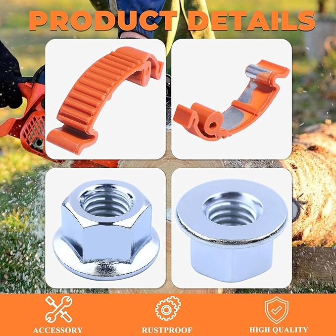 440 Chain Brake Assembly Side Clutch Cover for Husqvarna 440 Chainsaw, Husky 440e II Chainsaw Clutch Cover with Brake Assy & Bar Nuts Buckle Clips Kit,Clutch Cover Chain Saw Parts 501388203