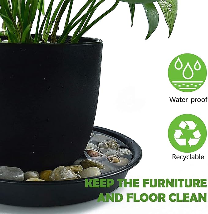 TITE Plant Saucer 14 inch,Heavy Large Planter Durable Thicker Plastic Plant Trays for Indoors and Outdoor,Plant Saucer Drip Trays,Black (14 inch, Black)
