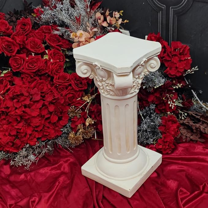 Classical Greek Ionic Order Column with Retro Old Style for Indoor Outdoor Garden Decor or Display Pedestal Pillar Stand for Plants and Sculptures,White